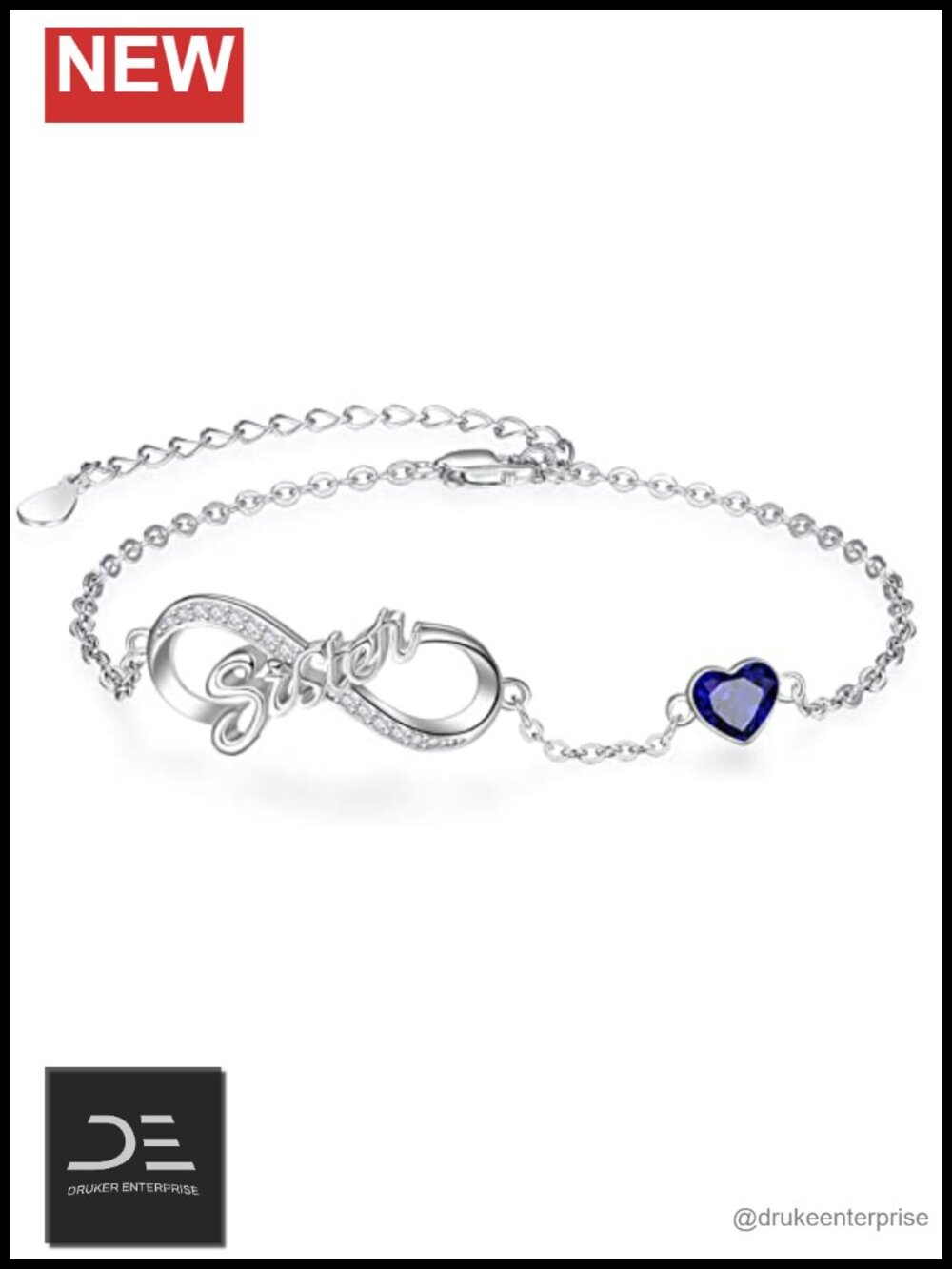 Sister Infinity Bracelet Sterling Silver 925 Adjustable Charm Gift